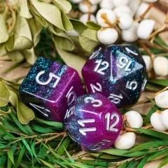 7pcs Dice Resin Layer Silver Font A Sexual Blue Purple