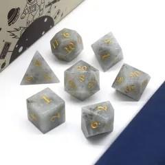 7pcs Dice Gem Stone Labradorite White (HS)