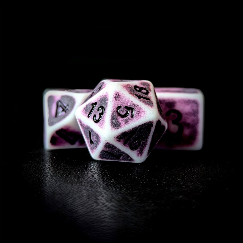 Washed Purple on White Acrylic - 7pcs RPG Full Dice Set