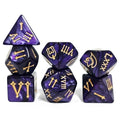 7pcs Dice Acrylic Silk Roman Numeral Gold Font Purple