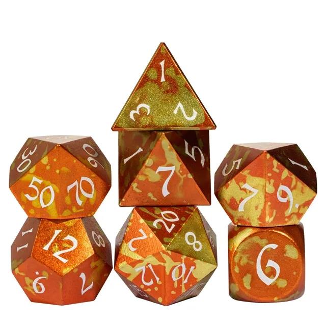 7pcs RPG Dice Set - Orange & Yellow Anodized Aluminium