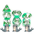 7pcs Dice Resin Filled Green Font Seal Green Clear
