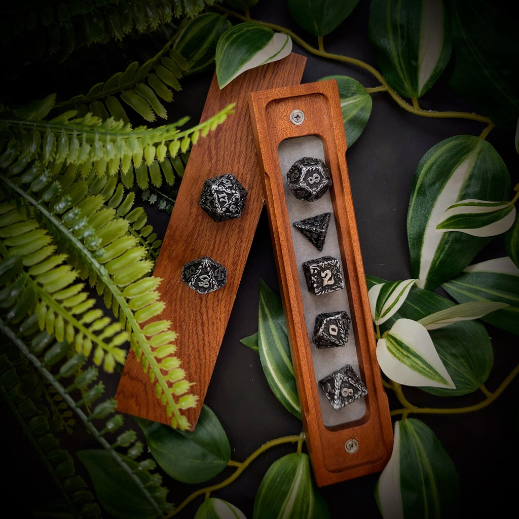 7pcs Dice Metal Druid Vine Wash Silver