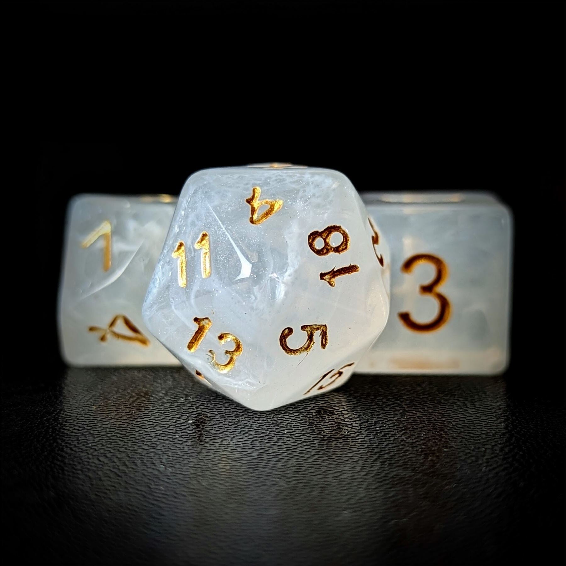 White Silk Acrylic - 7pcs RPG Full Dice Set