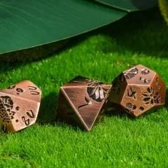 Lotus Flower in Copper Metal - 7pcs RPG Dice Set