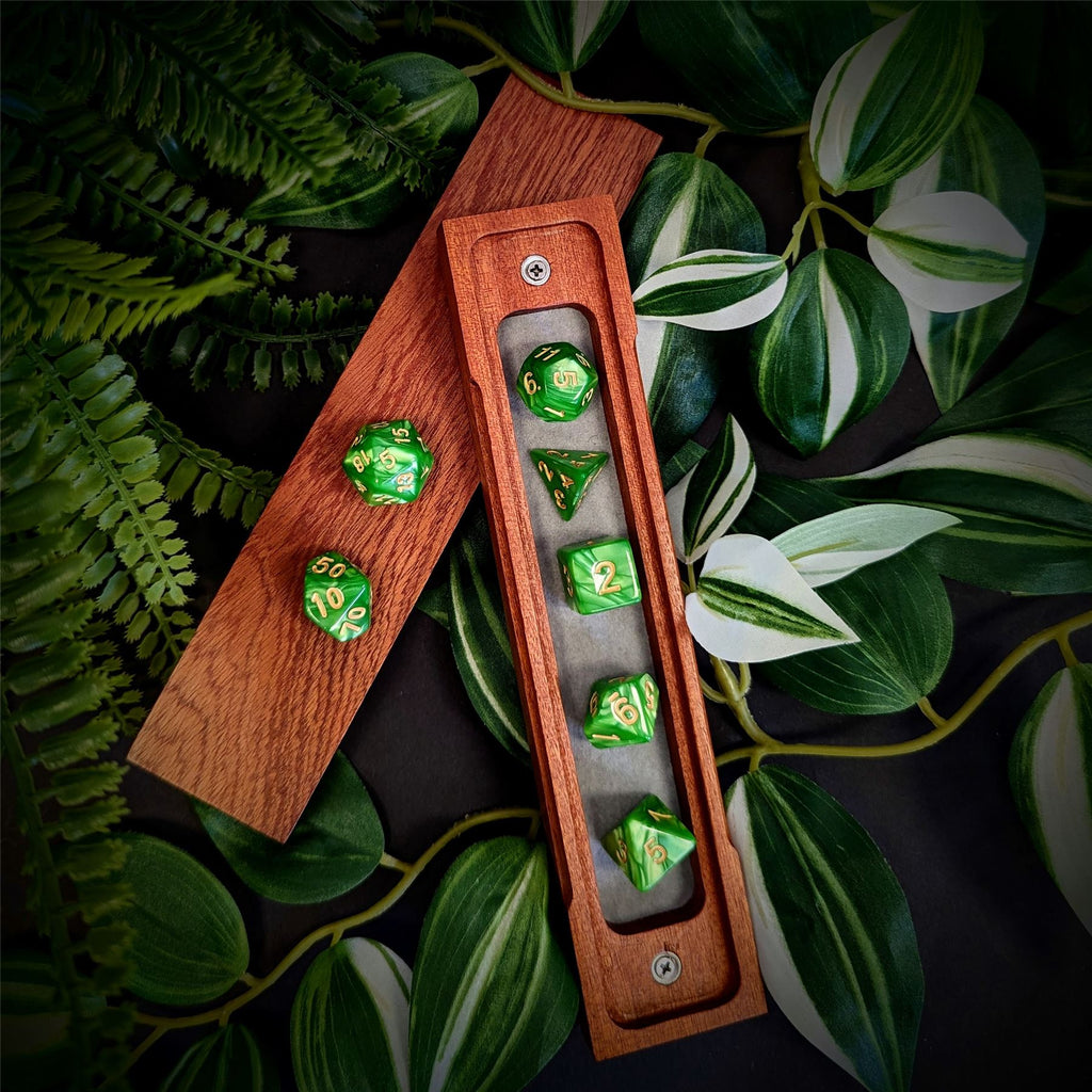 Green Silk Acrylic - 7pcs RPG Full Dice Set