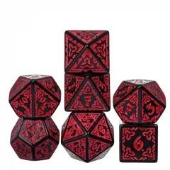 Red Celtic Knot on Black Acrylic - 7pcs RPG Full Dice Set