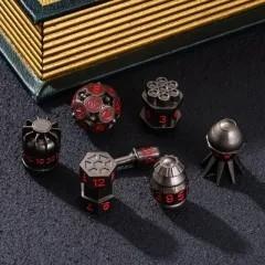 7pcs Dice Metal Bomb Red Font Nickel