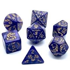 Gold Dragon on Purple Acrylic - 7pcs RPG Full Dice Set