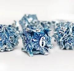 7pcs Dice Metal Hollow Dragons Head Nickel Font Blue