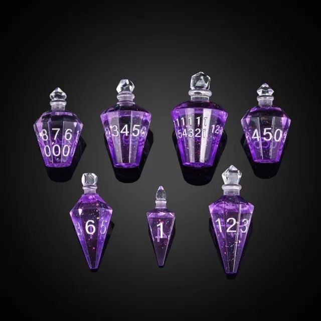 Purple Potion Resin -  7pcs RPG Dice Set