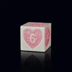 7pcs Dice Metal Enamel Silver Hearts Pink