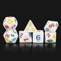 7pcs Dice Acrylic Blend Multi Font Solid White