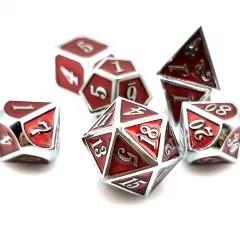Red Enamel in Silver Metal - 7pcs RPG Dice Set
