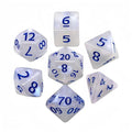 7pcs Dice Acrylic Glitter Blue Font White
