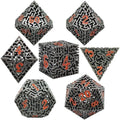 7pcs Dice Metal Hollow Maze Red Font Black
