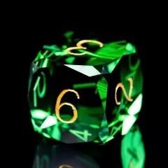 7pcs Dice Gem Glass Facet Gold Font Green (UD)