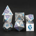Purple & Black in Silver Metal - 7pcs RPG Dice Set