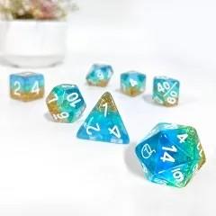 7pcs Dice Resin Glitter White Font Glitter Blue