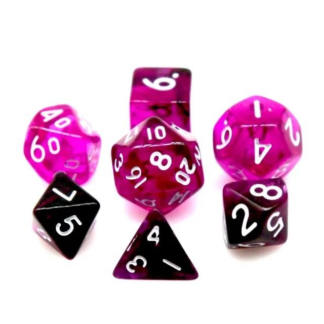 7pcs Dice Acrylic Mini White Font Black Purple