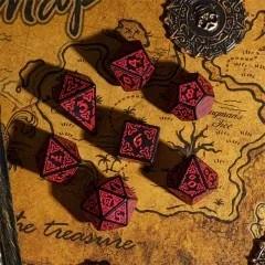 Red Celtic Knot on Black Acrylic - 7pcs RPG Full Dice Set