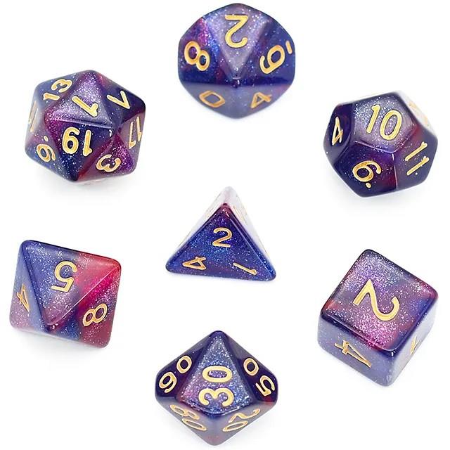 Glitter in Blue & Purple Acrylic - 7pcs RPG Full Dice Set
