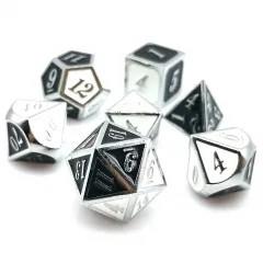 7pcs Dice Metal Enamel Silver Black White