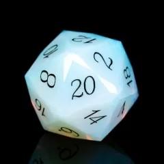 7pcs Dice Gem Stone Opalite Facet Black Font White