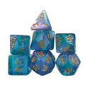 Glitter in Purple & Blue Acrylic - 7pcs RPG Full Dice Set