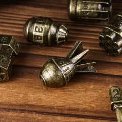 7pcs Dice Metal Bomb Worn Bronze