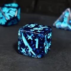 7pcs Dice Resin Pattern Class Blue Font Blue