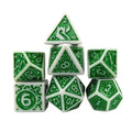 Green Vines on White Acrylic - 7pcs RPG Full Dice Set
