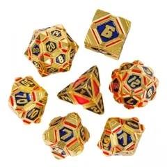 7pcs Dice Metal Alien Ship Blue Red Gold