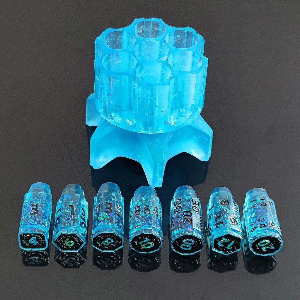 Dice Resin Spinner Six Shooter Blue