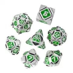 7pcs Dice Metal Alien Ship Black Green Silver