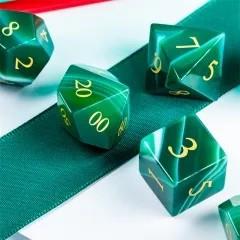 Green Agate Gemstone - 7pcs RPG Dice Set