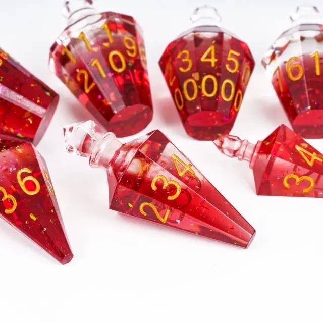 Red Potion Resin -  7pcs RPG Dice Set