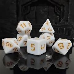7pcs Dice Acrylic Blend Yellow Font Solid White