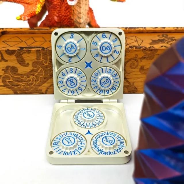 Dice Metal Spinner Folding Blue Font Light Silver Blue