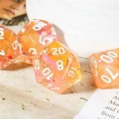 7pcs Dice Resin Swirl White Font Pink Orange
