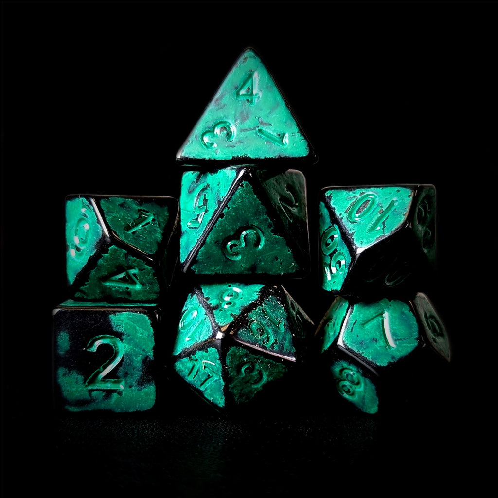 Washed Cyan on Black Acrylic - 7pcs RPG Full Dice Set