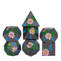 Pink Lotus Flower in Nickel Metal - 7pcs RPG Dice Set