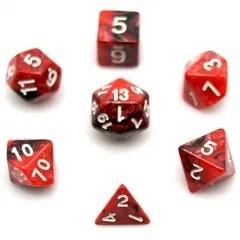 7pcs Dice Acrylic Blend White Font Black Red
