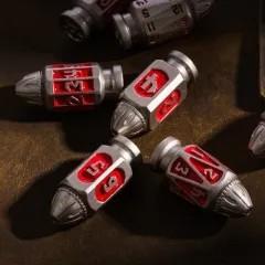 7pcs Dice Metal Bullet Silver Red