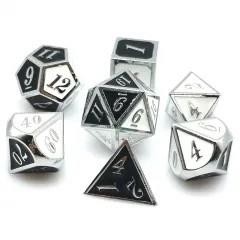 7pcs Dice Metal Enamel Silver Black White