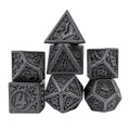 Black Lattice on White Acrylic - 7pcs RPG Full Dice Set