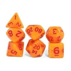 7pcs Dice Acrylic Blend Red Font Clear Yellow