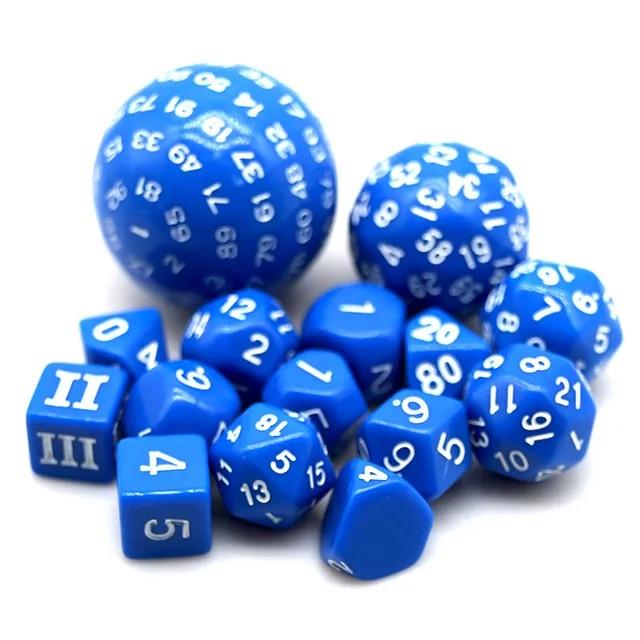 15pcs Dice Acrylic Sets White Font Blue