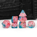 7pcs Dice Resin Glitter Pink Font Pink Blue