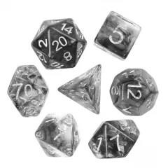Black Swirl in Clear Resin - 7pcs RPG Full Dice Set